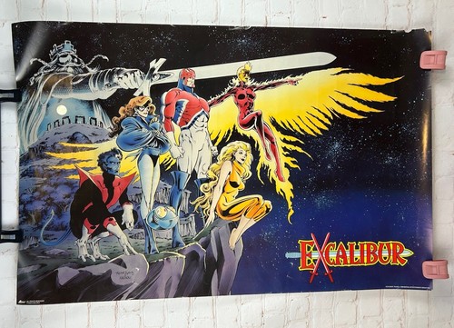 Vintage 1988 Excalibur Team Marvel Comics Poster Alan Davis Marvel Press
