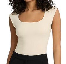 Express Body Contour Super Soft Scoop Neck Cap Sleeve Bodysuit XS
