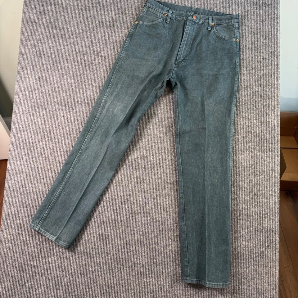 Pantalones de mezclilla Wrangler 13MWZMT verdes vintage para hombre 36x36 corte vaquero hechos en EE. UU. años 90 80 rodeo Foto 2 de 4
