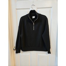 Varley DoubleSoft Half Zip Sweatshirt Black Medium Oversized Pullover