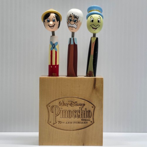Disney PINOCCHIO 70th Annv. Bobblehead Pen Set w/GEPPETTO & JIMINY CRICKET  HTF!