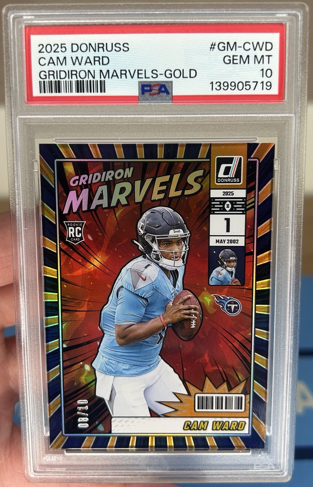 Cam Ward Panini Donruss Gridiron Marvels #GMCWD Gold