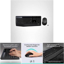 Wireless Keyboard Mouse Combo Black 2.4 GHz PC Laptop Compatible