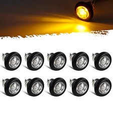 10Pcs 3/4 Inch Led Side Marker, DOT Approved Clear Lens Clearance Bullet Amber