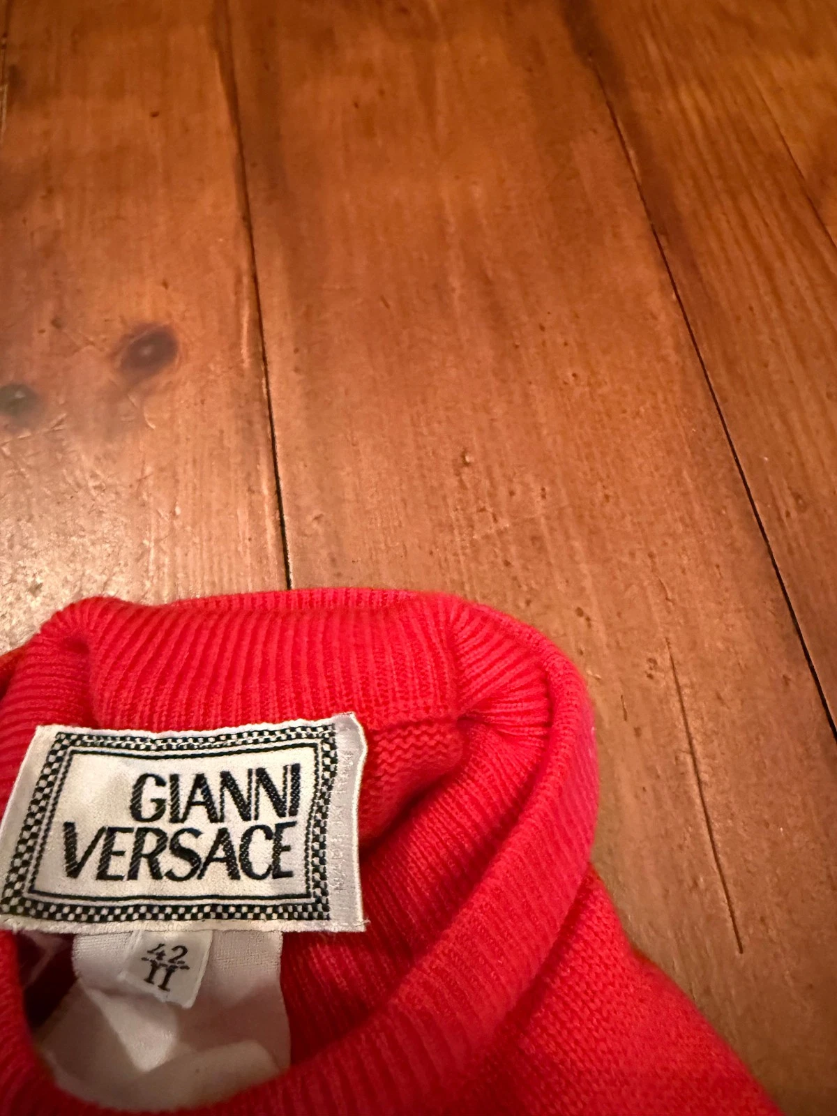 Maxi abito rosso Gianni Versace nuovo lana per adattarsi taglia 36 38