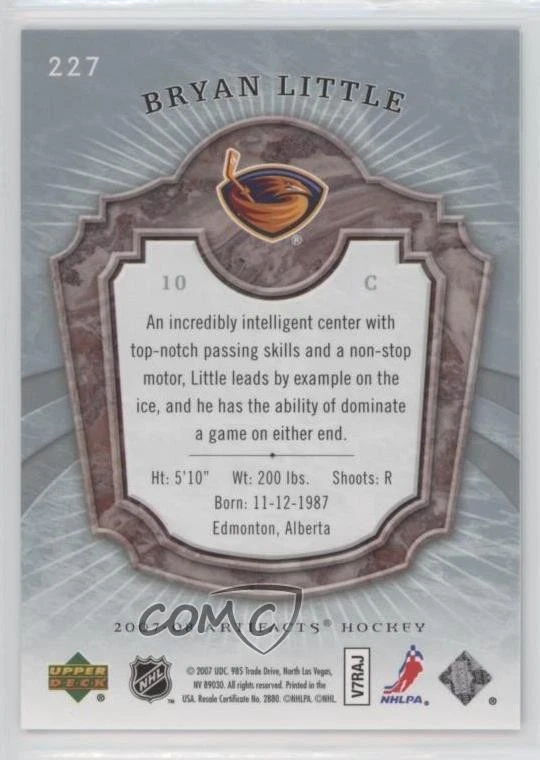 2007-08 Upper Deck Artifacts Rookie Blue /25 Bryan Little #227 Rookie RC - Image 2 of 2