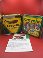 Vintage Binney Crayola Collector Tin 64 Crayons Built-In Sharpener New Open Box
