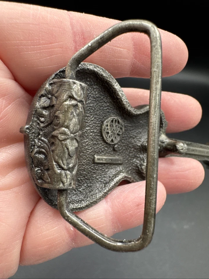 Hebilla de cinturón de guitarra esmaltada 1981 bergamota latón funciona marrón/verde U-96 hecho en EE. UU. Foto 4 de 4