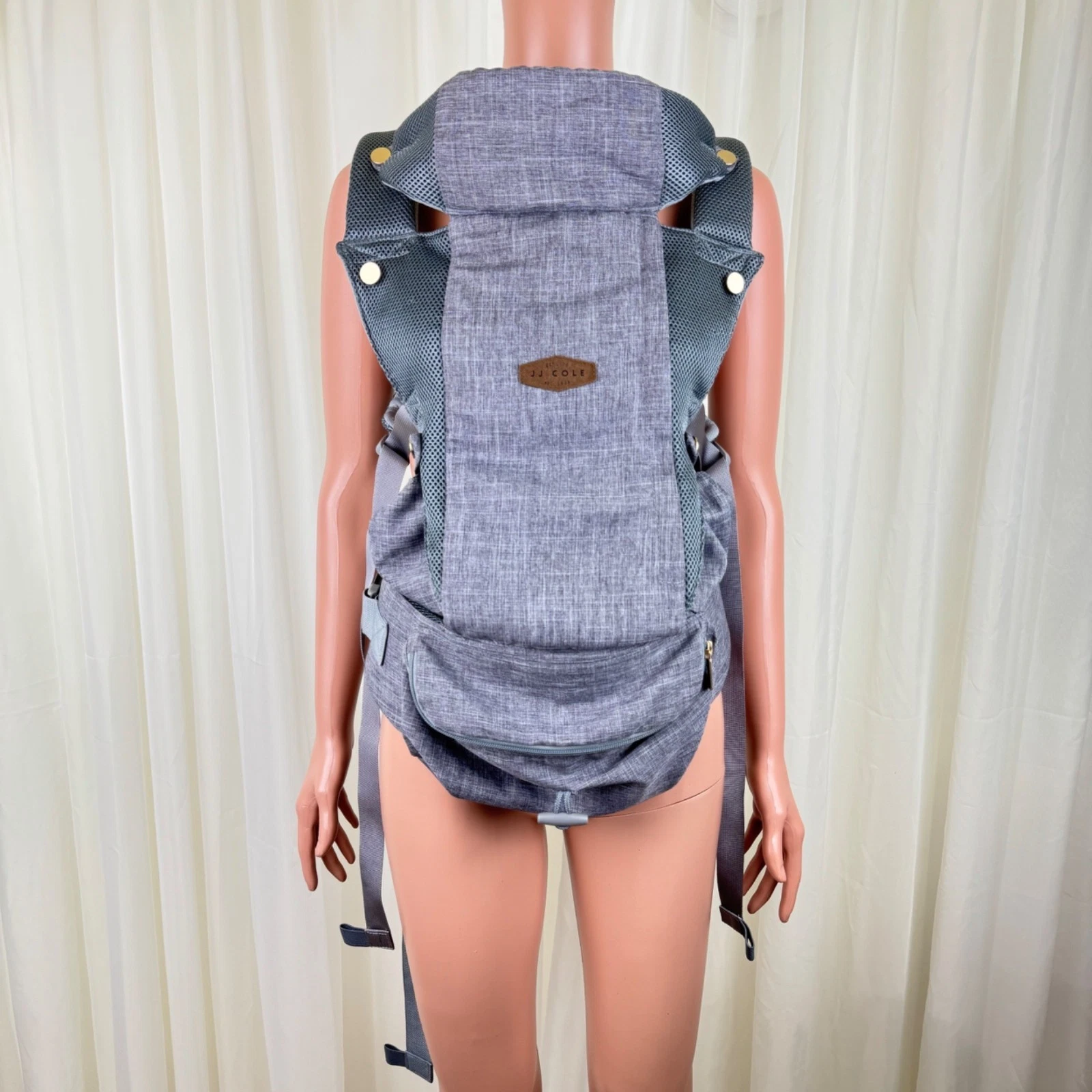 JJ Cole Peek 5-in-1 Convertible Baby Carrier Travel Friendly Packable J00972