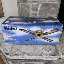 Heritage Alexis Cane/Oak Reversible 4-Blade 52” Vintage Ceiling Fan Hugger Mount