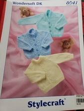 Stylecraft DK Knitting Pattern 8041 Baby Sweaters 12-22"