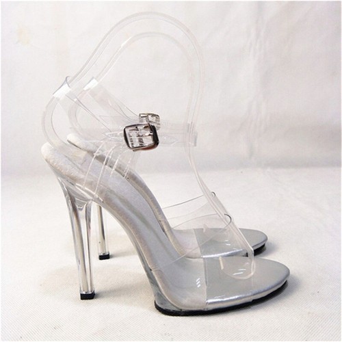 12cm High Stiletto Heel Clear Sandals Slippers Slingback PVC Womens Summer Party - Picture 3 of 28