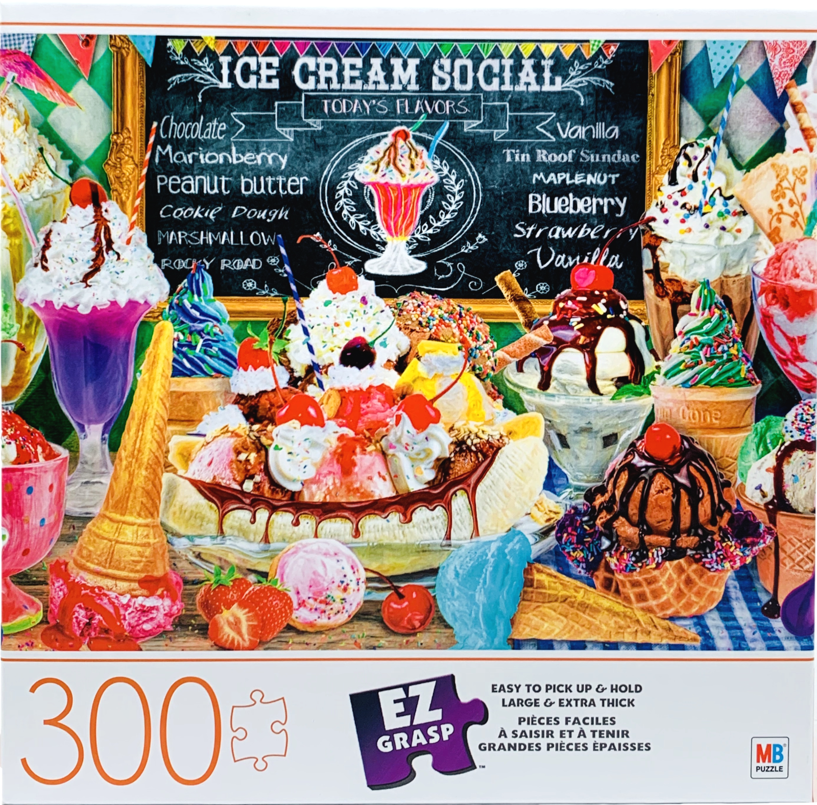 Milton Bradley Ice Cream Social 300 Pc EZ Grasp Large Extra Thick Premium Puzzle