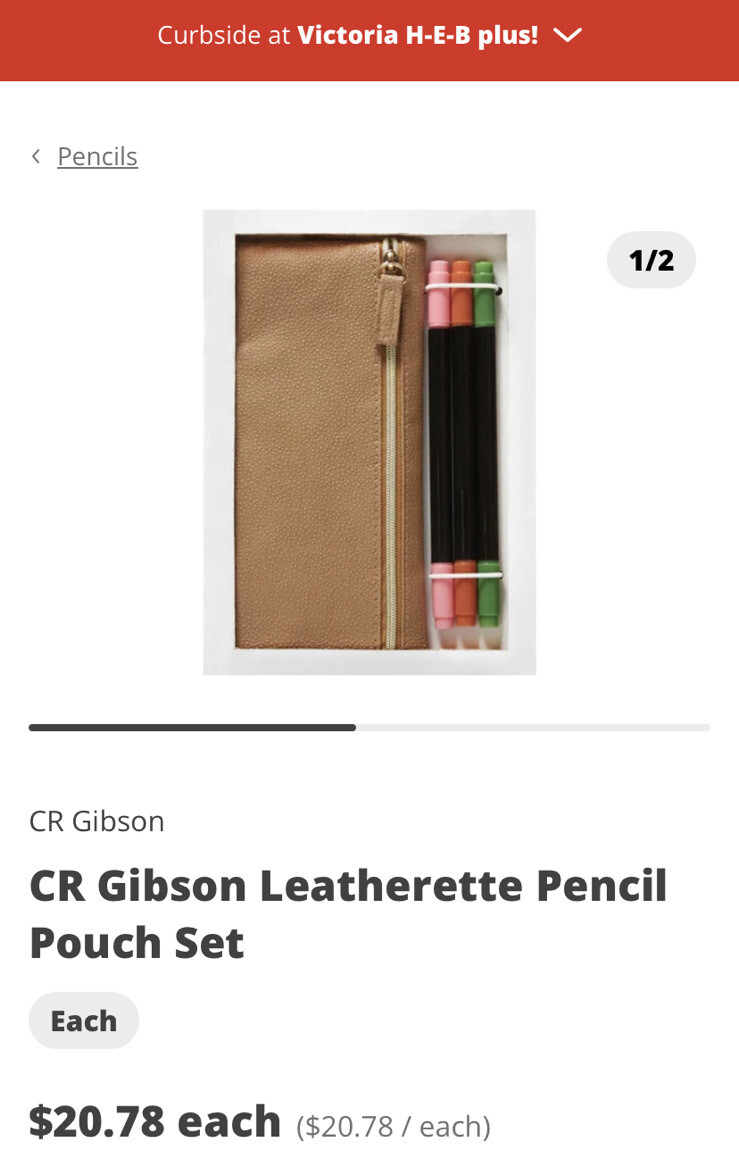 C.R. Gibson Signature Tan Pencil Pouch And Marker Set