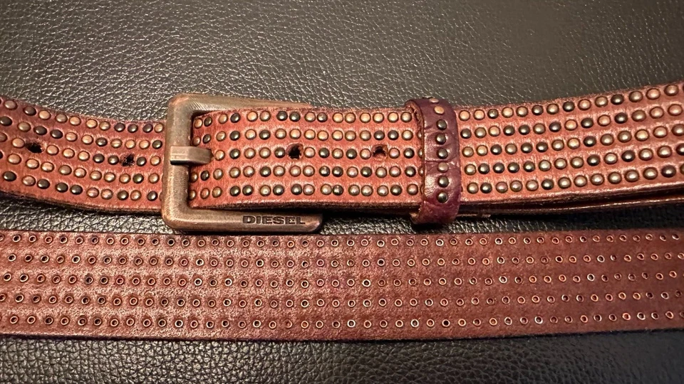 DIESEL Gürtel 100 cm Nietengürtel braun - Bild 2 von 4