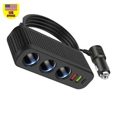 3Way Car Cigarette Lighter Splitter Fast Charger Power Adapter For Mobile Phone