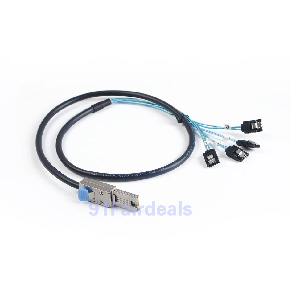 2(Pack) External SFF-8088 Male TO 4x SATA 7-Pin Mini-SAS 26-Pin cable 1M - Image 3 of 4