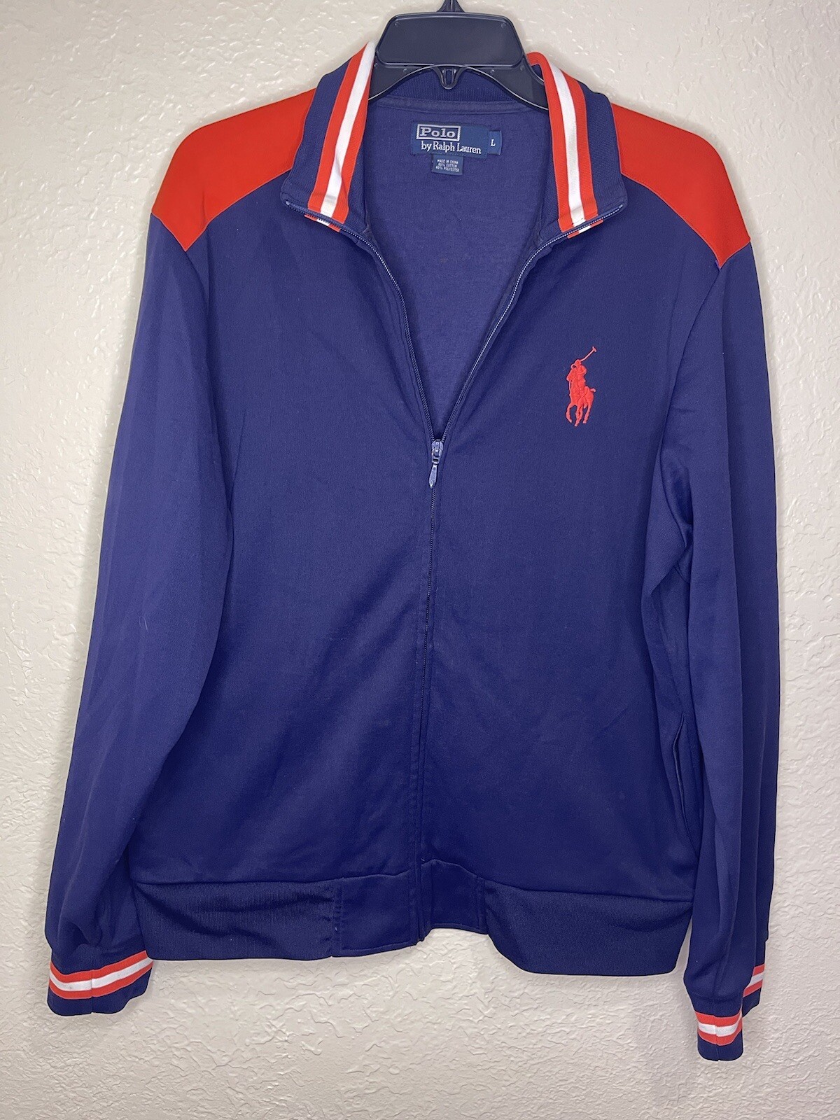 POLO RALPH LAUREN GIACCA CON CERNIERA GRANDE RICAMATA PONY TRACK DA UOMO TAGLIA L