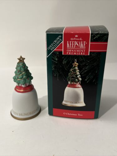 O Weihnachtsbaum 1992 handbemalte feine Porzellanglocke Markenzeichen Baumornament - Bild 1 von 5