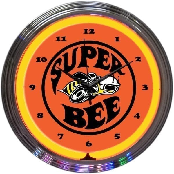 Dodge Super Bee Round Neon Wall Clock 15"