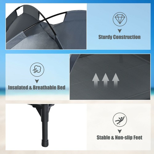 Portable Elevated Dog Pet Bed Outdoor Removable Canopy Shade Waterproof Stable - Picture 6 of 12
