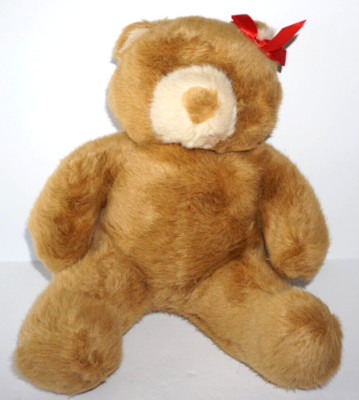 Build a Bear Lil' Cub Butterscotch 1997 Bear with Red Bow Plush Stuffed Animal