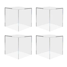 4 Pack 10" Cube Riser Display Pedestal Showcase Box 5 Sided Acrylic Clear