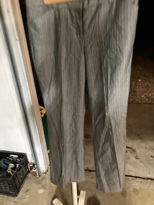 Express Design Studio Pants Women Size 6 Gray Striped EDITOR Fit Trouser Slacks