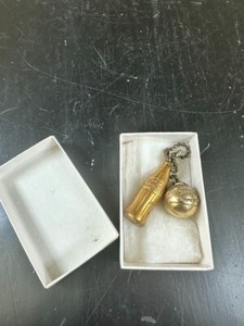 2 LOT VTG Original Coca Cola Bottle & 1948 Champion Basketball Keychain
