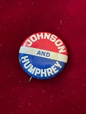 1964 LBJ Lyndon Johnson & Humphrey Campaign Pinback Button LBJ Bastian Bros .75