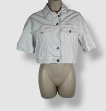 Veronica Beard Women's White Raina Short-Sleeve Denim Jacket Size S