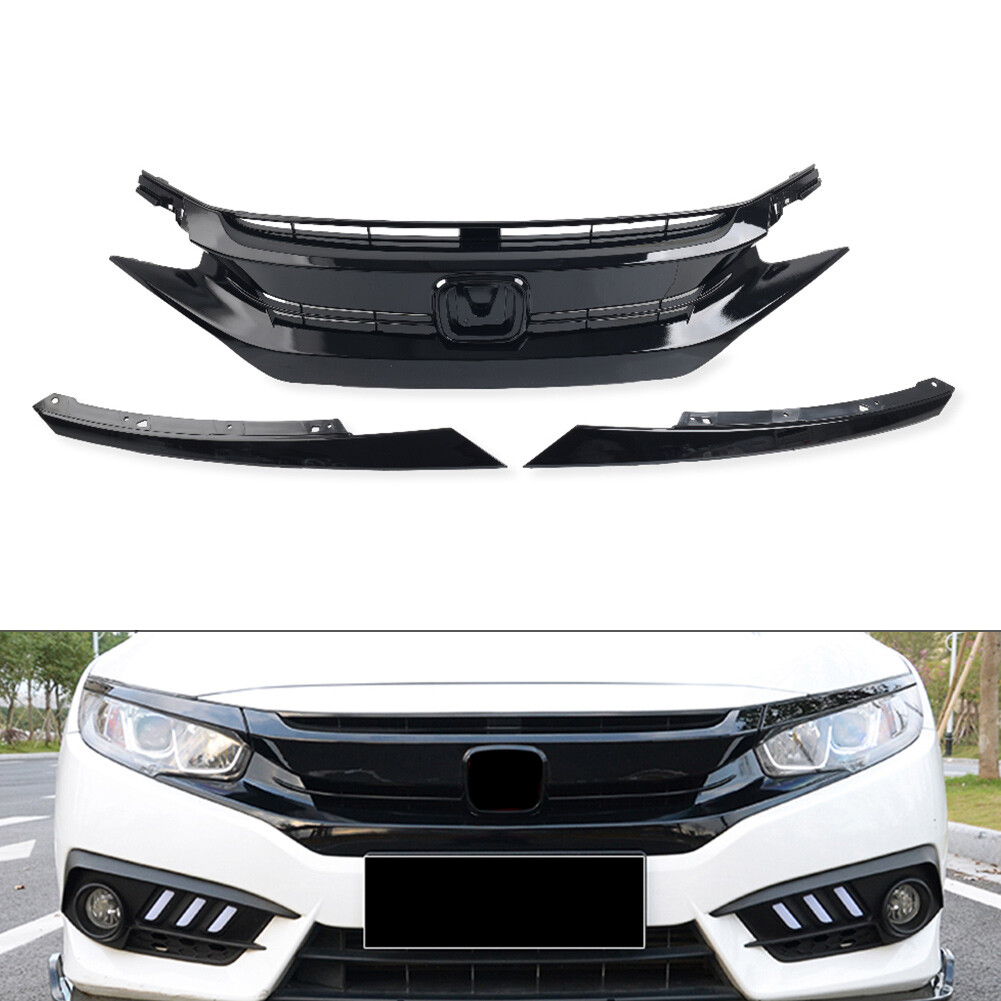 Honda Civic 16-18 Type R Style FK8 Front Bumper Grille Hood Sedan Coupe USA