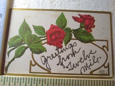 Postcard Greeting from Twelve Mile Red Roses Art Print Embossed Card