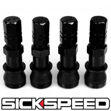 4 PC BLACK ALUMINUM VALVE STEMS WITH CAPS FOR TIRE/WHEEL/RIM/CAR/TRUCK/SUV D