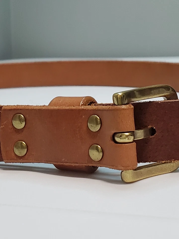 J.CREW Size S Tan Rustic Genuine Simple Leather Ladies Belt A6592  - Image 2 of 4