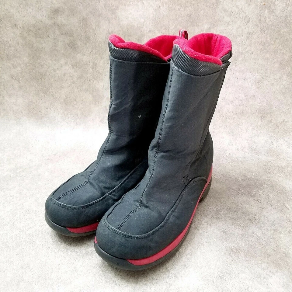 Lands End Unisex 30586 Talla 6 M Negro Rojo Juvenil Impermeable Invierno Botas de Nieve Foto 3 de 4