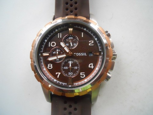 Fossil chronograph men's brown rubber 
