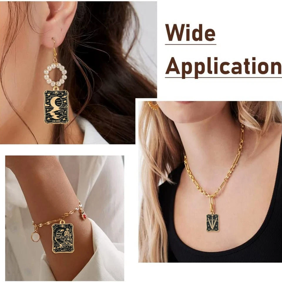 20 peças de berloques de tarô esmaltados retangulares pretos de tarô para fazer joias - Imagem 4 de 4