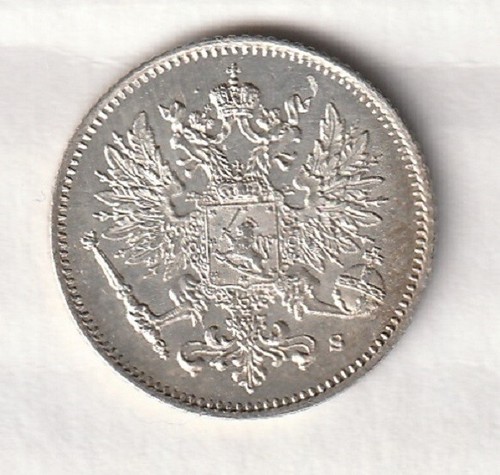FINLAND 25 PENNIÄ 1915 SILVER UNC (KO-6) - Picture 2 of 2