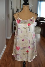 RARE Vintage For Your Comfort NWT SILK Musical Notes Roses  Hearts Nightie, L