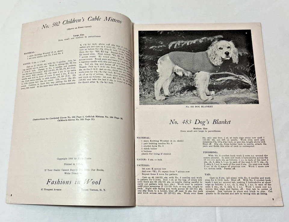 Fashions in Wool 82 GLOVES, MITTENS & ACCESSORIES Hilde Fuchs 1956 Knit, Crochet - Image 2 of 2