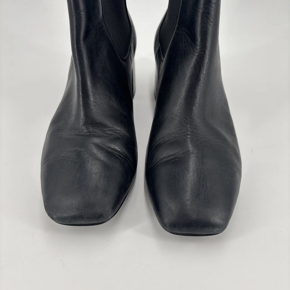 & Other Stories Boots Women’s Chelsea Black Leather Square Toe Casual Size 7 - Image 2 of 4