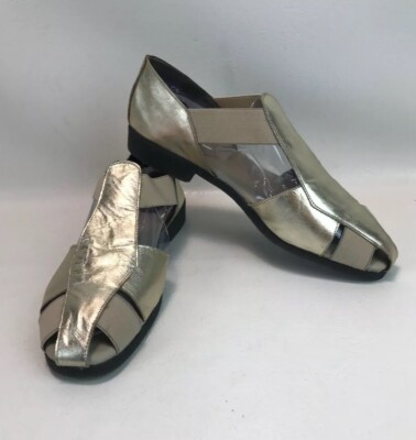 Aerosoles Platino Gold Open Sided Leather Woman's Shoes 12 B