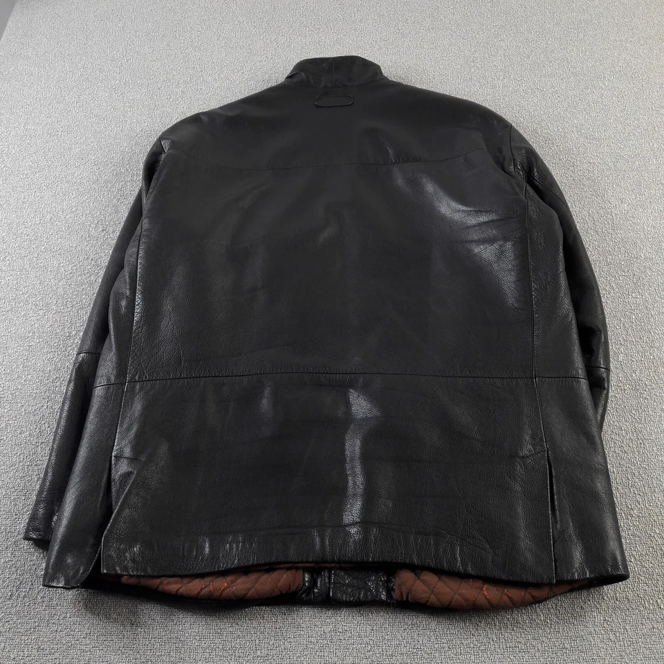 Marlboro Classics Mens Jacket XL Black Leather Made in Italy Button Coat - Image 4 of 4