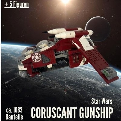 Klemmbausteine MOC / Star Wars /  Coruscant Gunship , ca. 1083 Teile +5 Figuren