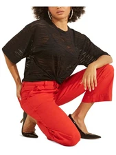 GUESS Womens Sheer Short Sleeve Crew Neck T-Shirt