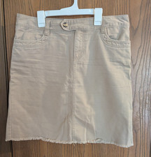 VTG Old Navy Khaki Beige Pencil Skirt w/ Raw Hem Retro Minimalist Preppy-8