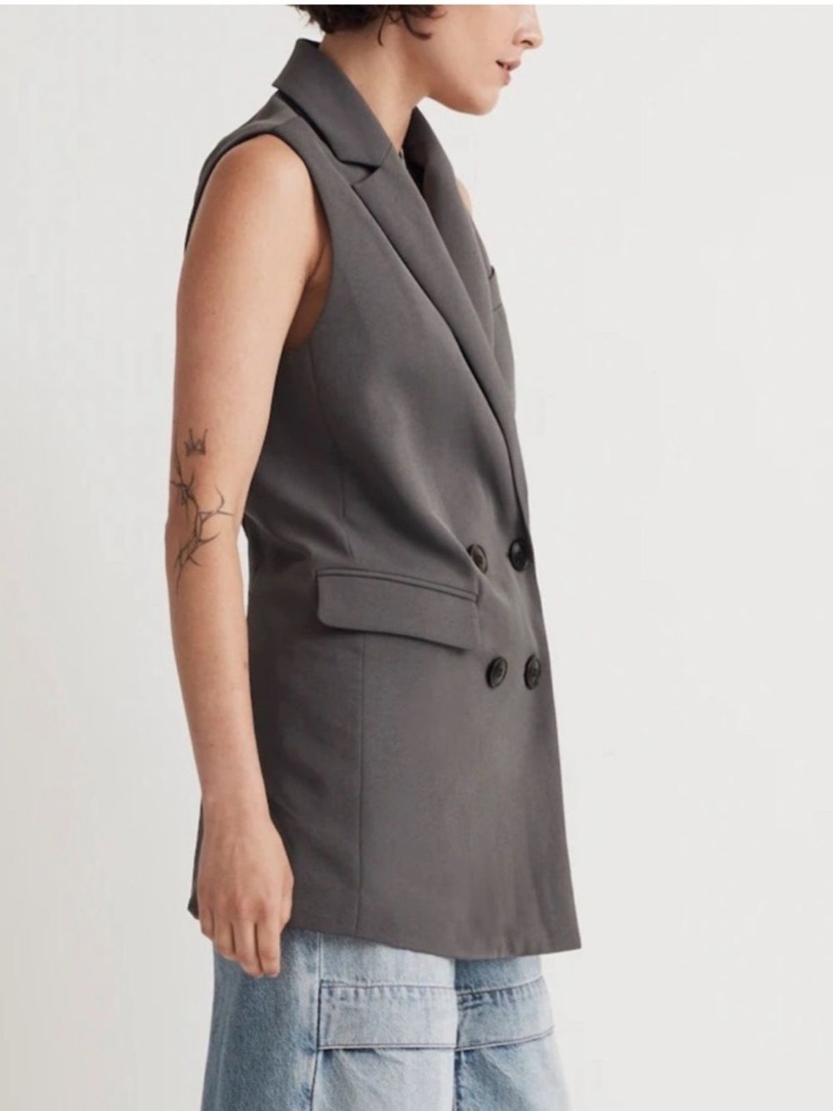 New MADEWELL Double-Breasted Oversized Vest Top S