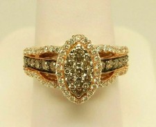 2.20 Ct Lab Created White  Chocolate Diamond Wedding Ring 14K Rose Gold Plated