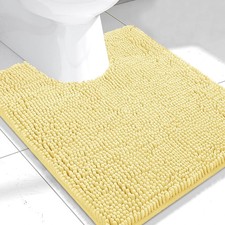 Yellow Soft Cozy Plush Chenille Contour Bath Mat Bathroom Rug - 20" x 20"